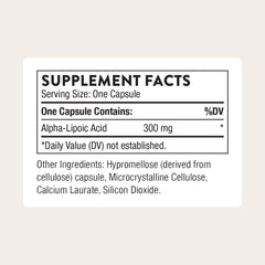 Thorne Alpha-Lipoic Acid 300mg capsules close-up for convenient daily supplementation.
