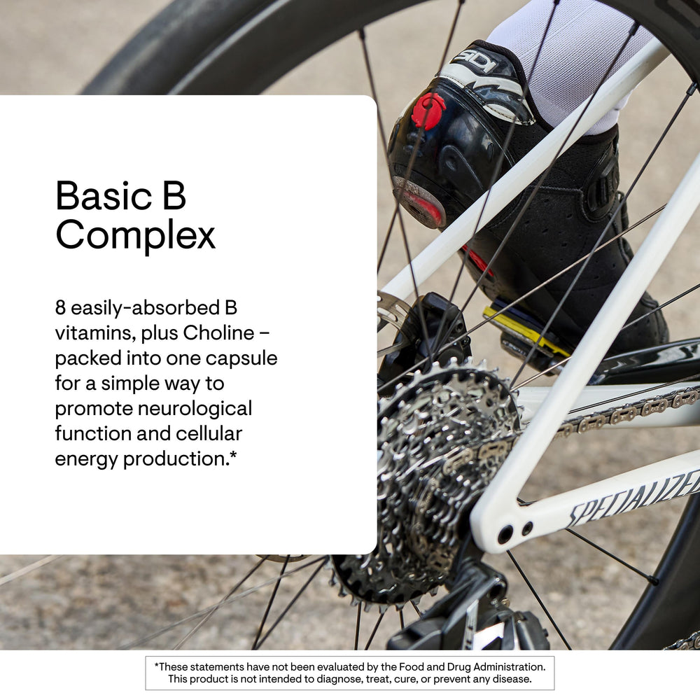 Thorne Basic B-Complex label design indicates gluten-free formulation.
