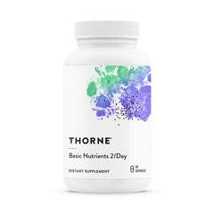THORNE Basic Nutrients 2/Day bottle front, ready for daily use and wellness support