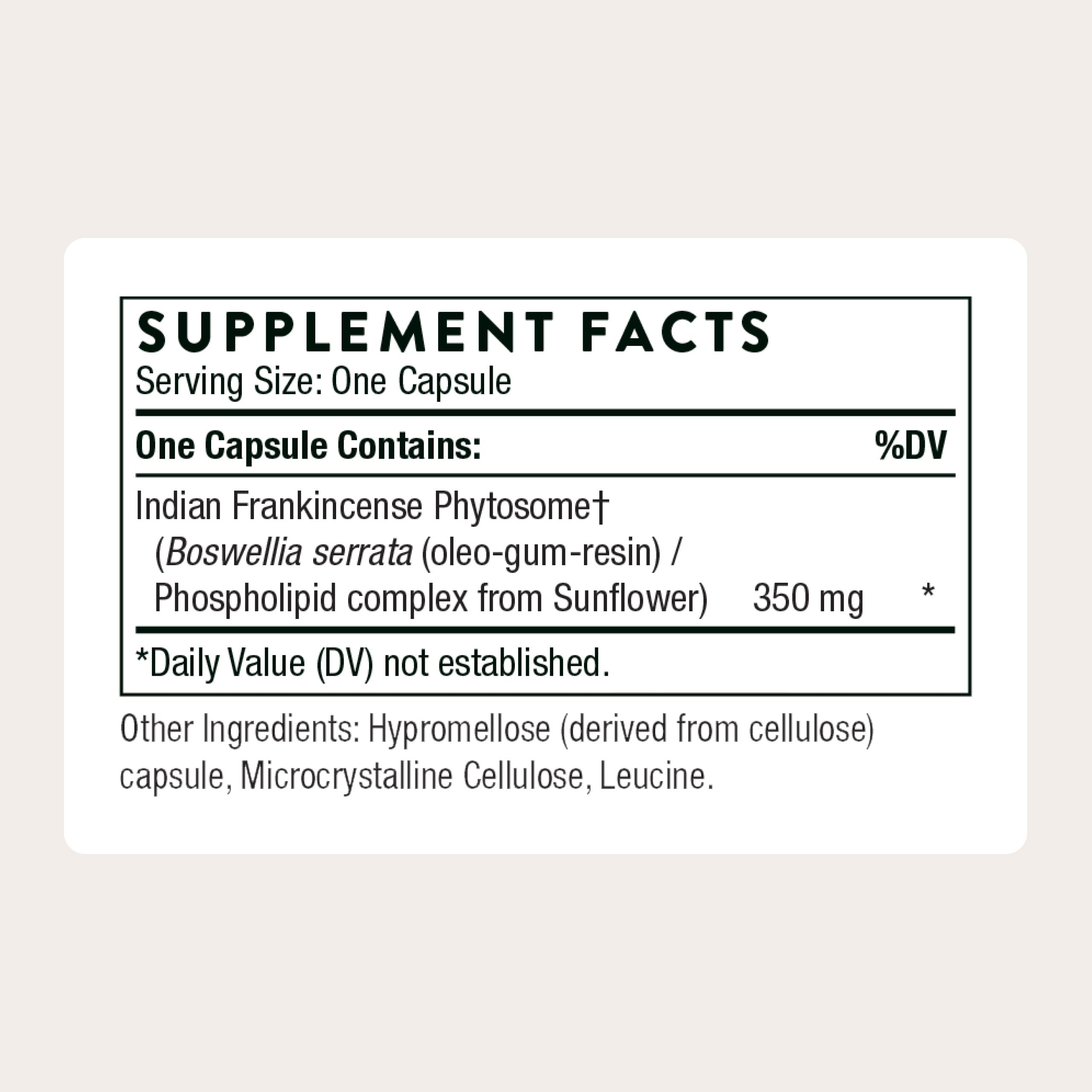 THORNE Boswellia Phytosome capsules ready for daily use and inflammatory support.