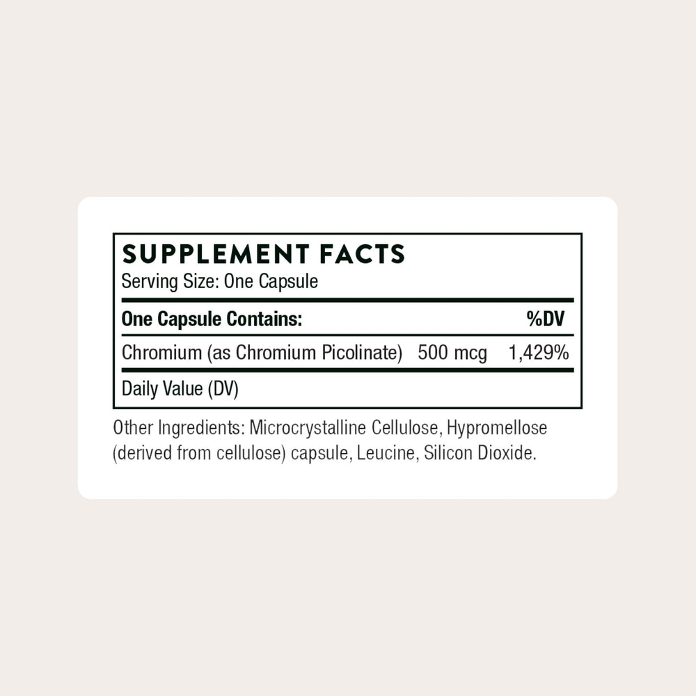 THORNE Chromium Picolinate capsules close-up for high absorption
