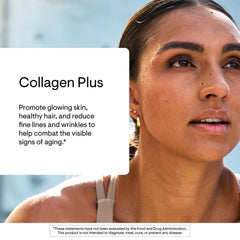 THORNE Collagen Plus powder being poured to illustrate fast absorption.