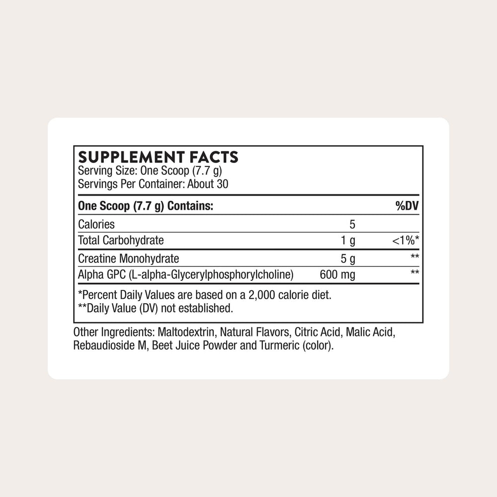 THORNE Creatine Alpha-GPC scoop dispensing powder for consistent dosing.