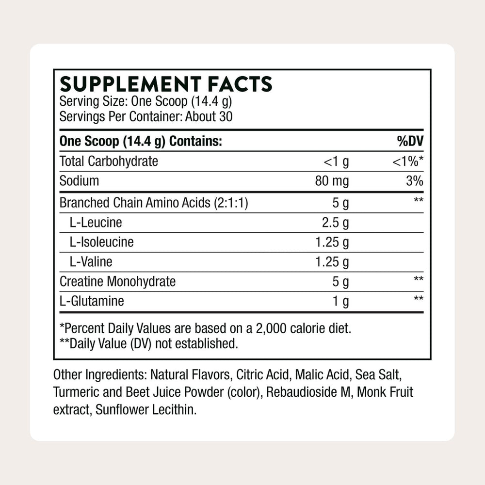 THORNE Creatine + BCAAs nutrition panel highlighting ingredient profile for training readiness