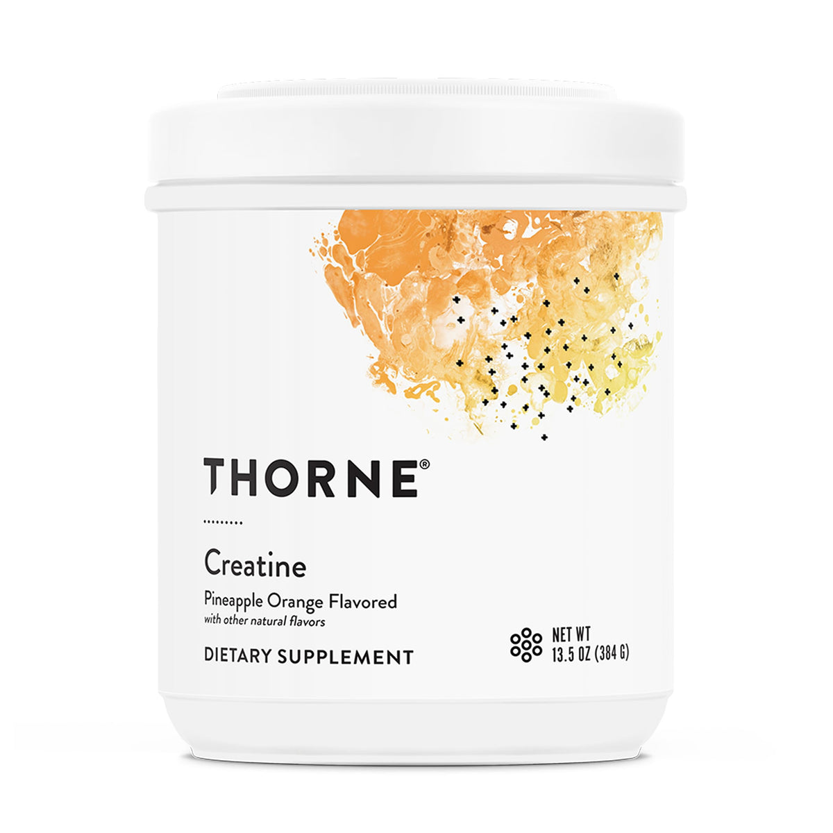 THORNE Creatine bottle-front in Pineapple Orange showing muscle energy support
