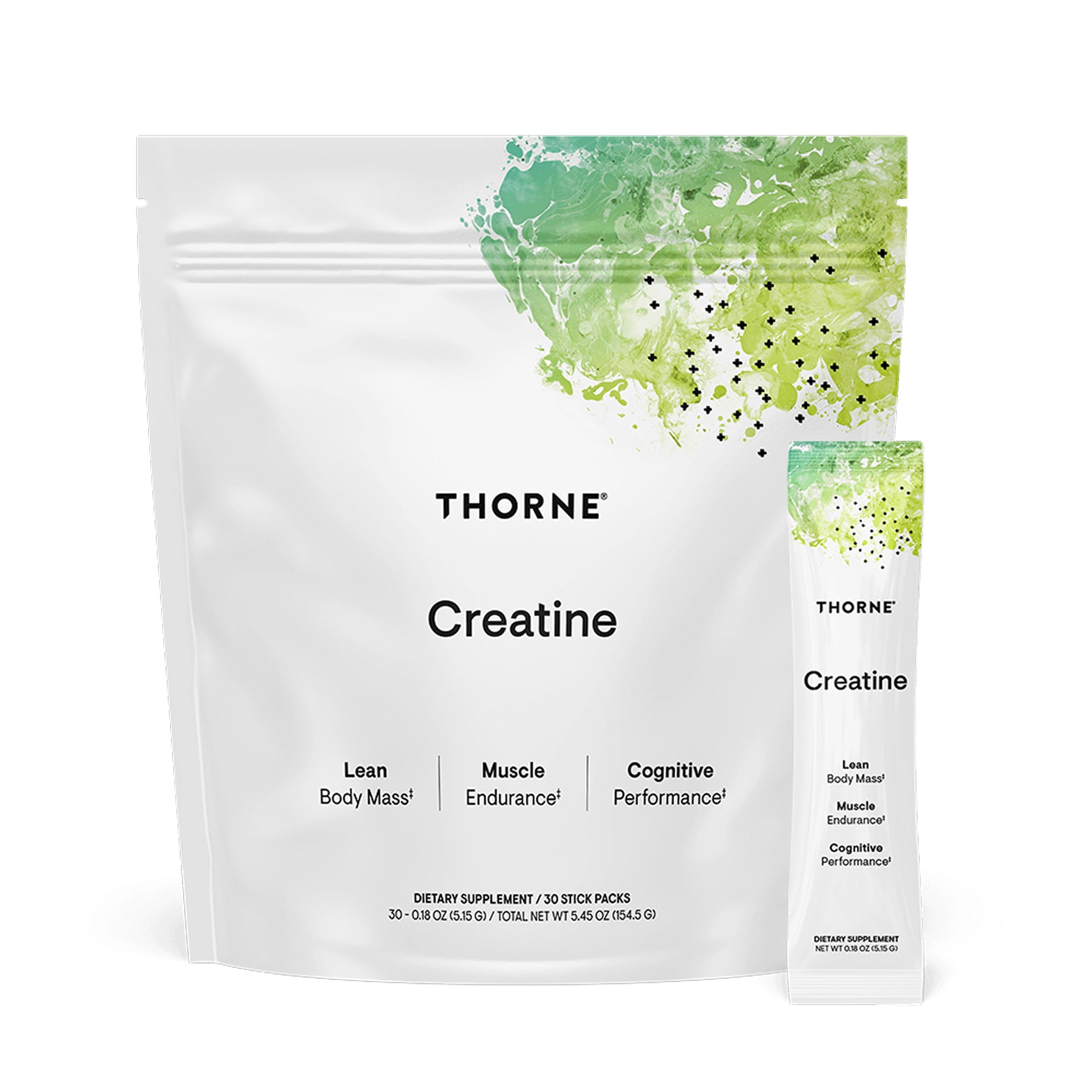 THORNE Creatine bottle pour shows easy serving for potential muscle support during workouts.