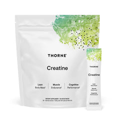 THORNE Creatine bottle pour shows easy serving for potential muscle support during workouts.
