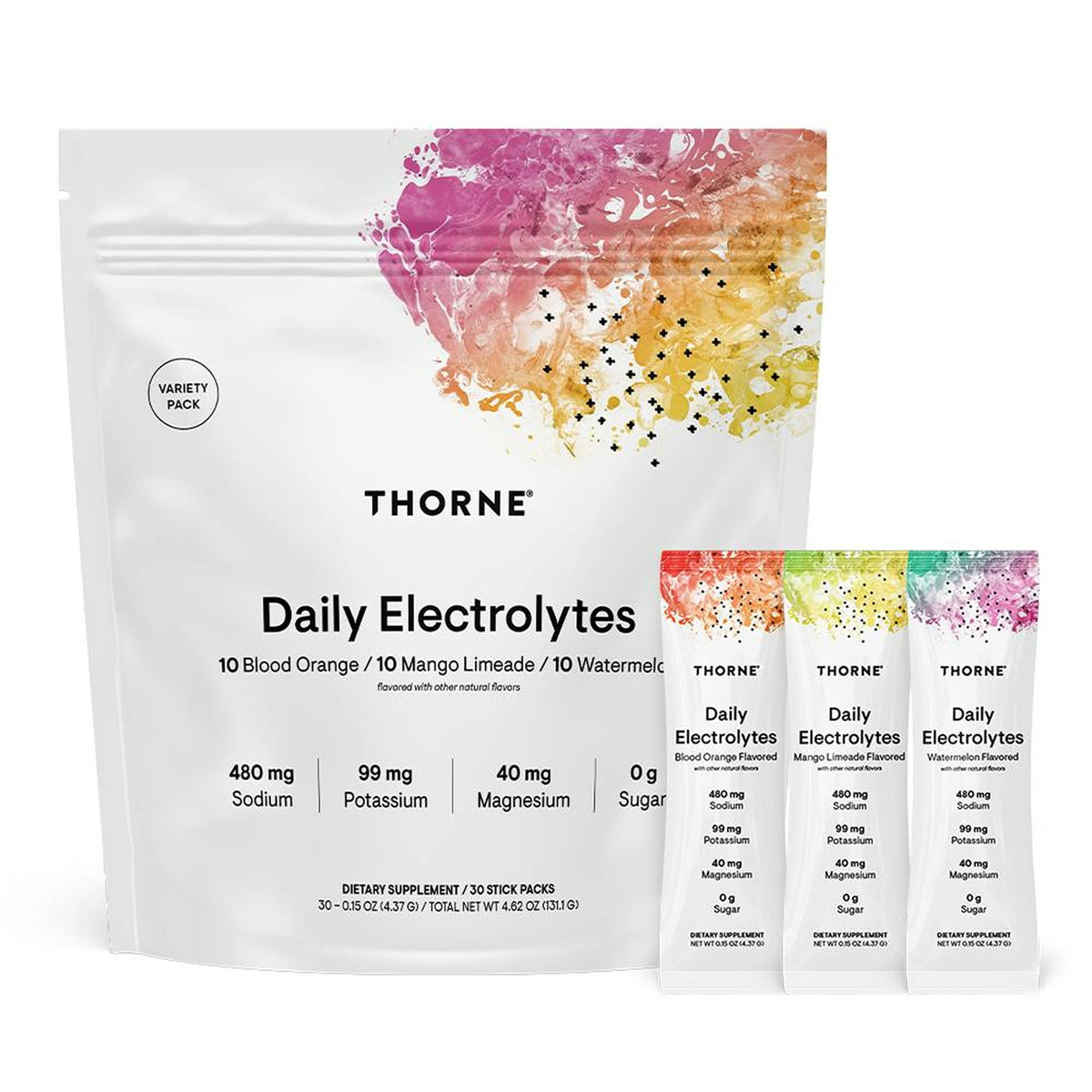 THORNE Daily Electrolytes stick-pack on the go supports hydration during workouts.