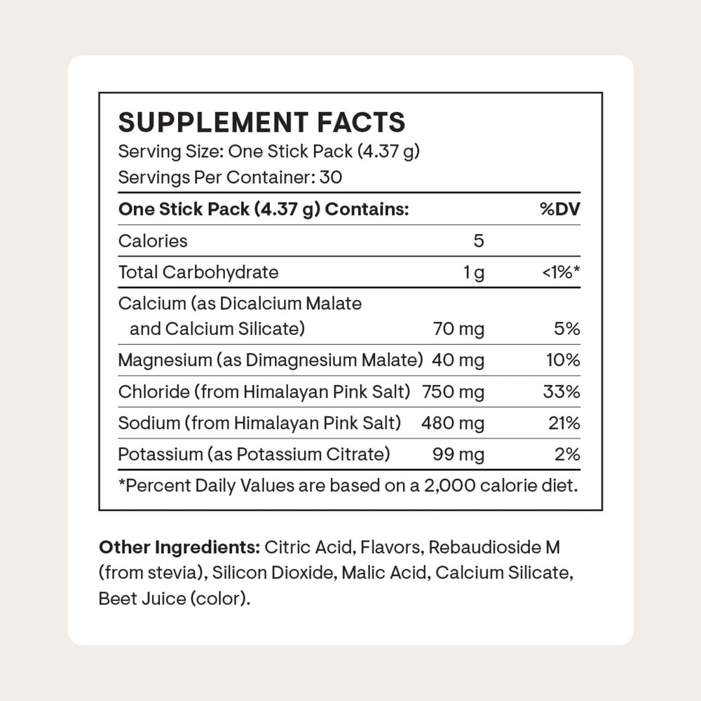 Thorne Daily Electrolytes Watermelon stick-pack close-up with natural flavors.
