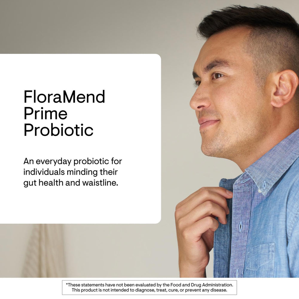 Thorne FloraMend Prime packaging interior outlines ingredients for busy lifestyles