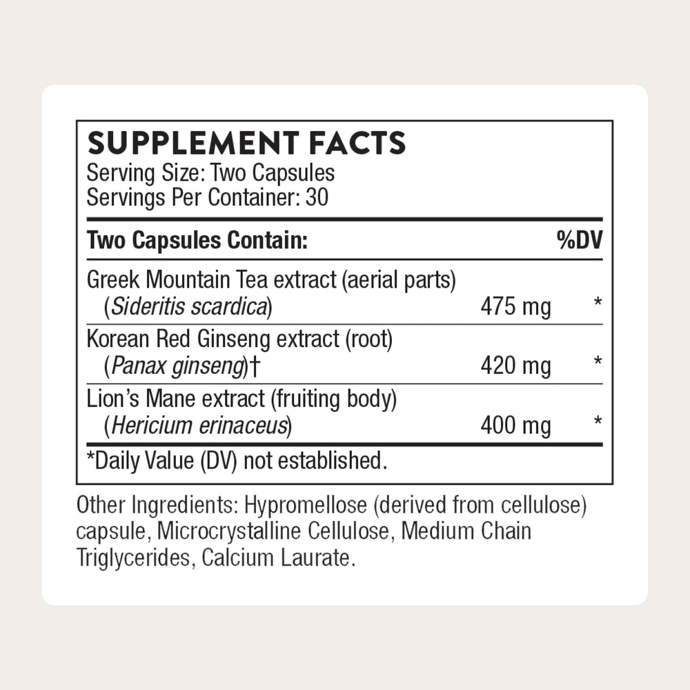THORNE Ginseng Plus capsules close-up for everyday cognitive support