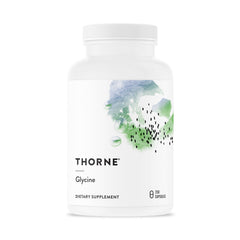 THORNE Glycine bottle front showing a clean, trusted relaxation and detox support supplement