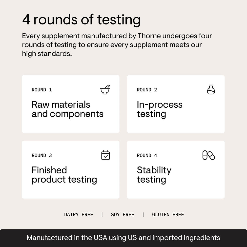 Thorne Heart Health Complex third party certification seal indicating tested quality