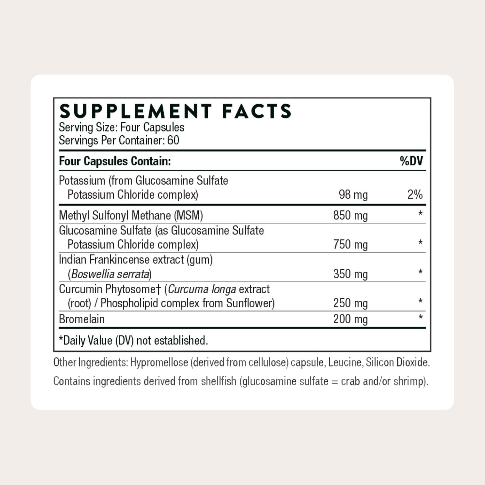 THORNE Joint Support capsules pack for daily use and joint comfort