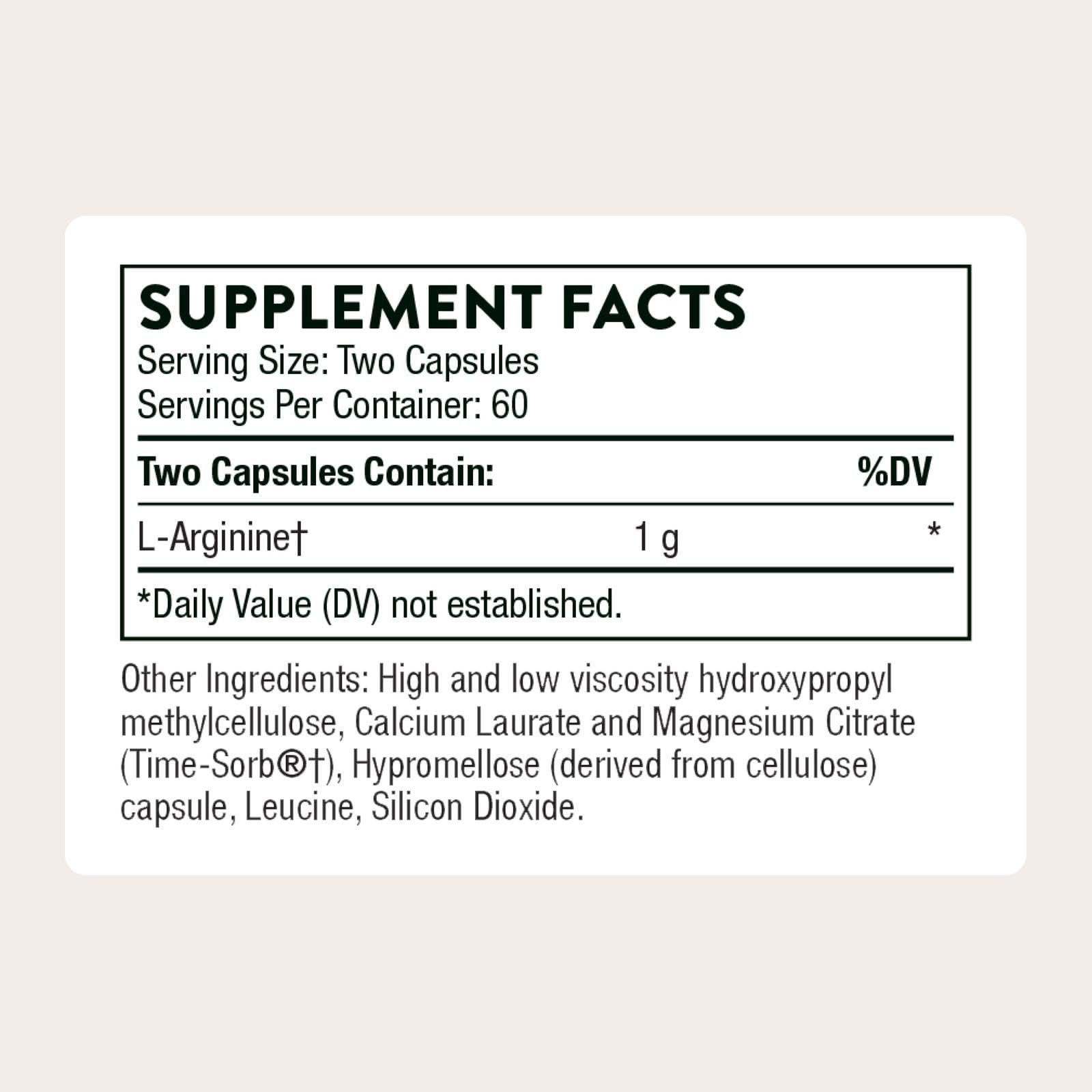 Thorne L-Arginine Sustained Release bottle pour, easy daily dosing for endurance