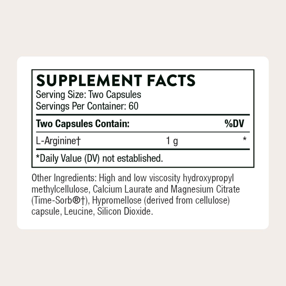 Thorne L-Arginine Sustained Release bottle pour, easy daily dosing for endurance