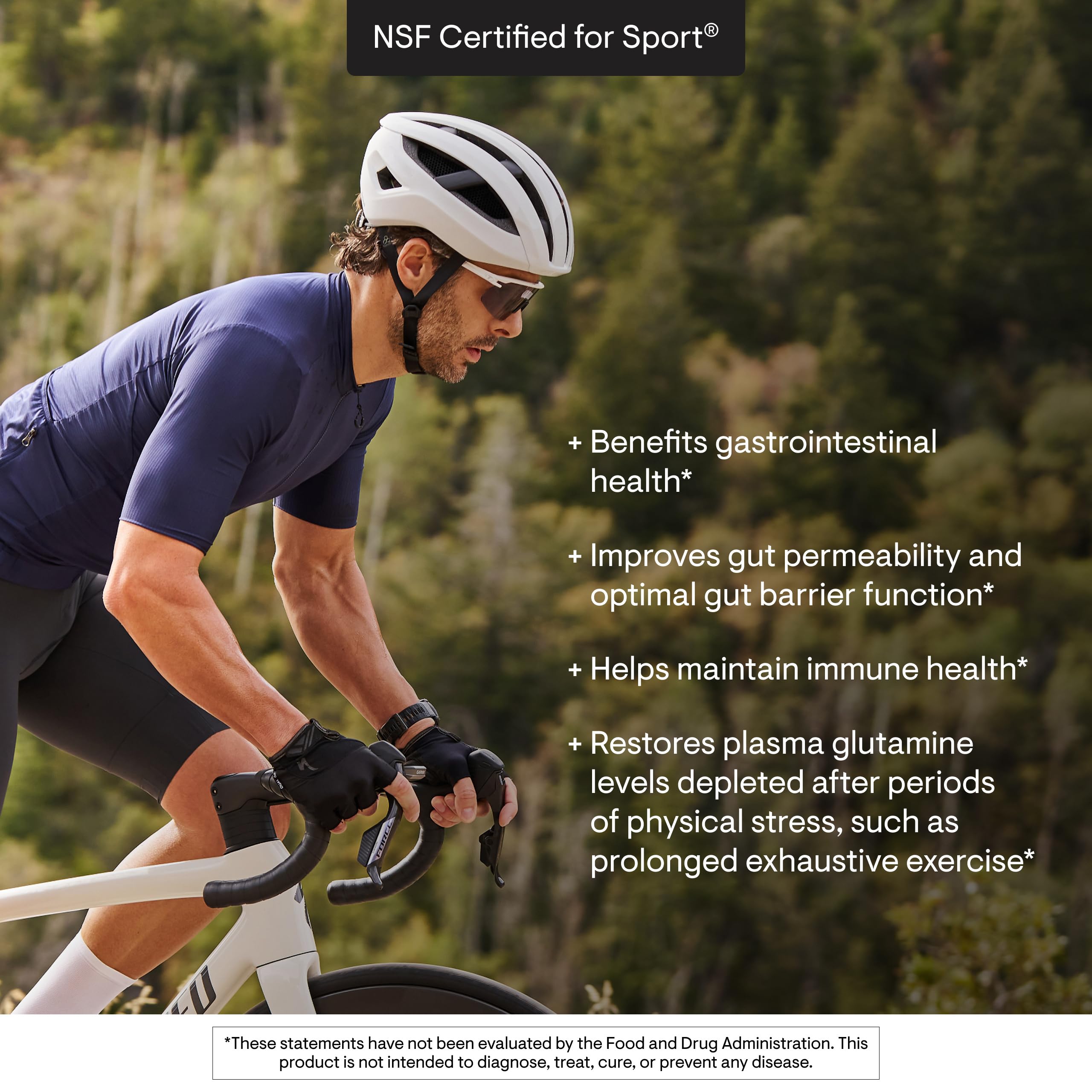 THORNE L-Glutamine powder jar front label emphasizes purity with third‑party testing.