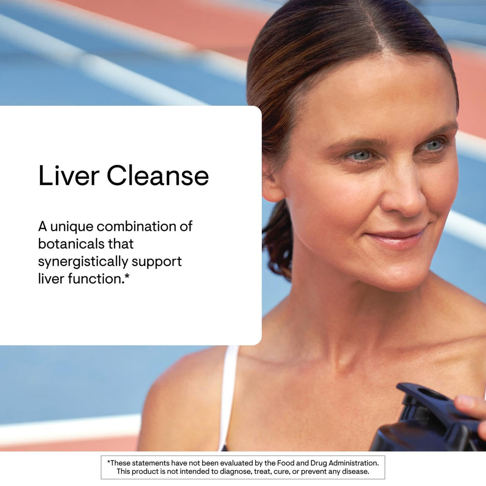 THORNE Liver Cleanse capsules closeup of easy-to-swallow tablets.