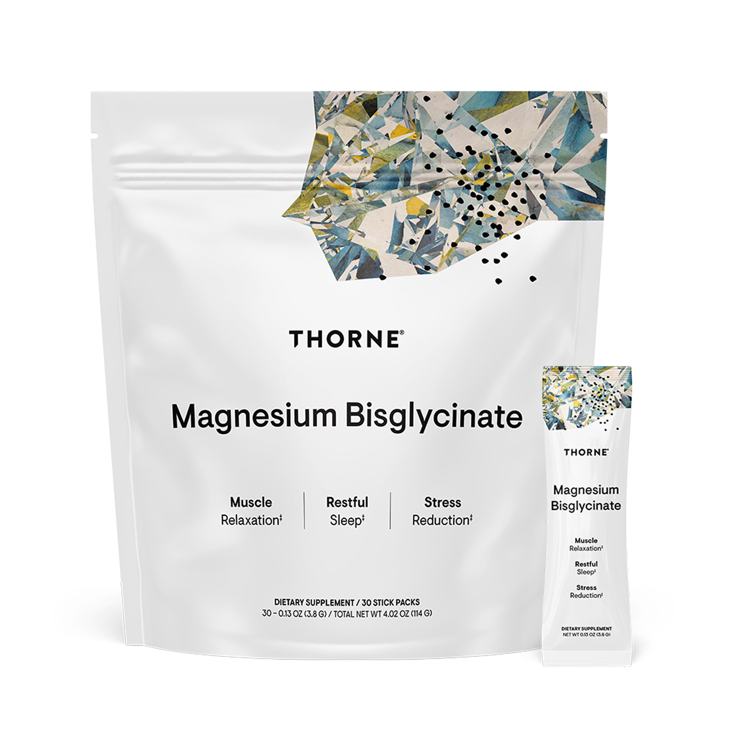Thorne Magnesium Bisglycinate powder bottle pour for easy mixing