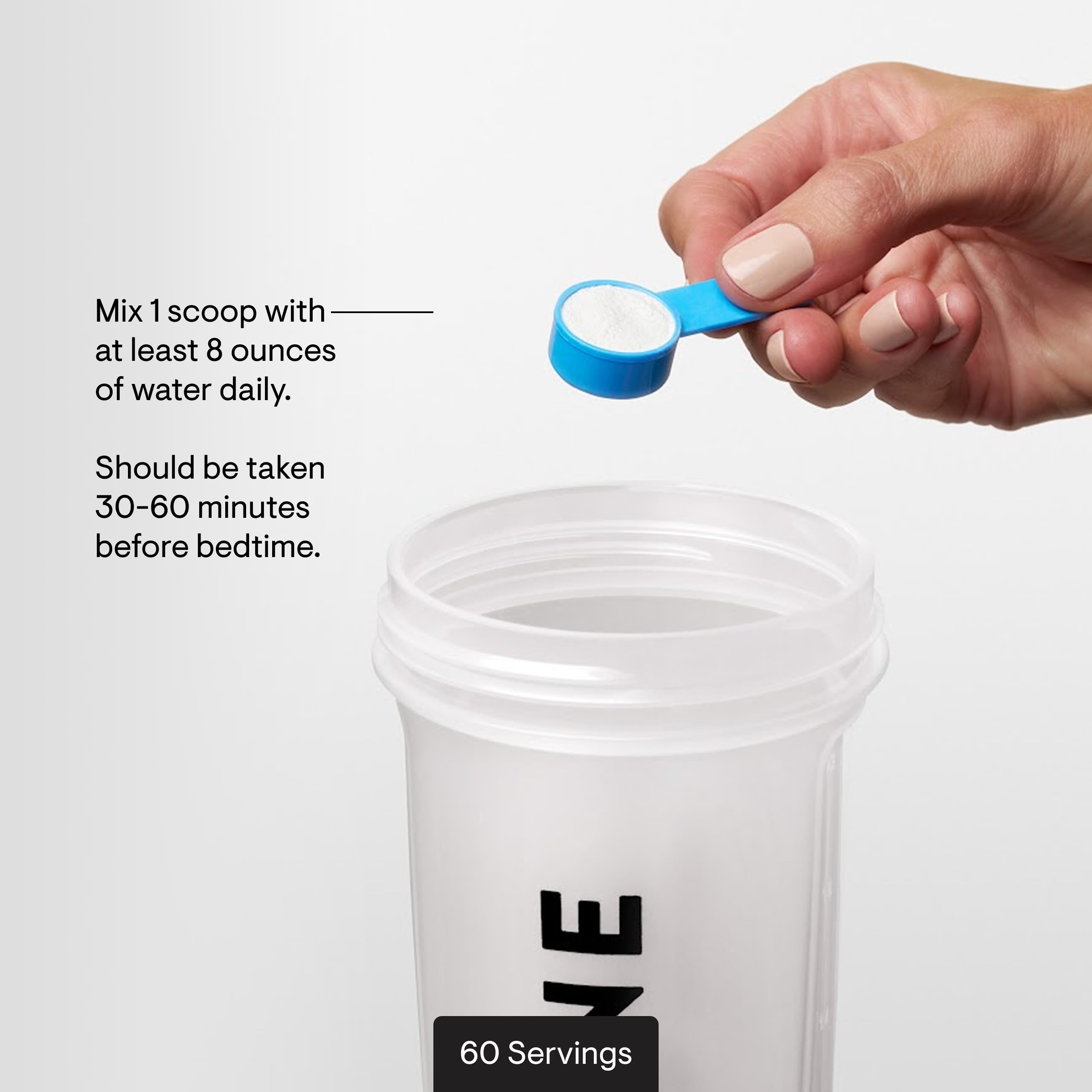 Pouring Thorne powder into a glass for easy daily intake.