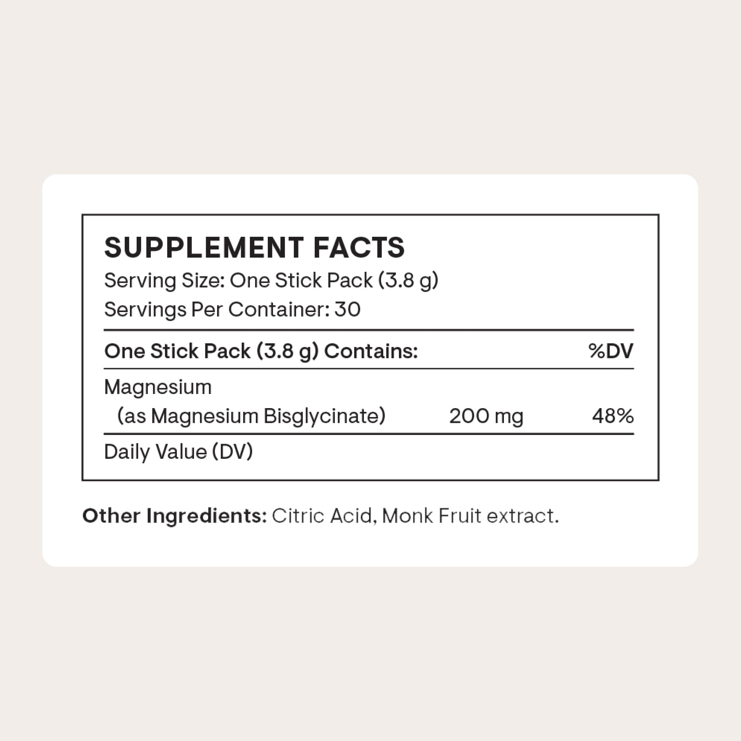 Thorne Magnesium Bisglycinate stick-pack serving for convenient evening use