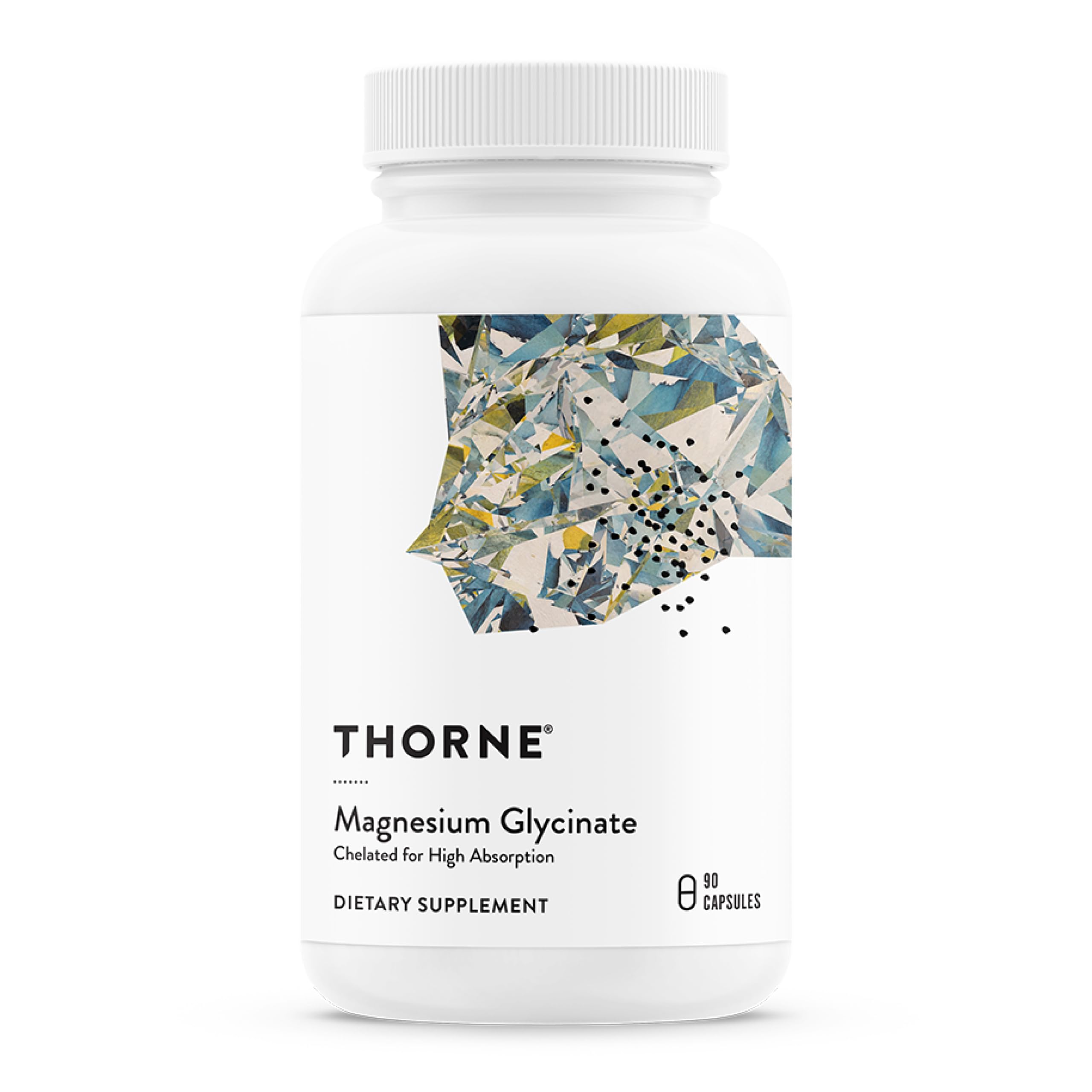 THORNE Magnesium Glycinate bottle-label shown for easy supplement identification and trusted quality.