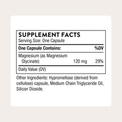 THORNE Magnesium Glycinate capsules-pour captures daily dose ready-to-take for restful evenings.