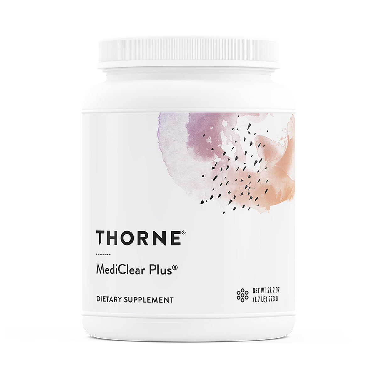 THORNE MediClear Plus tub-front view for daily nutrition support.