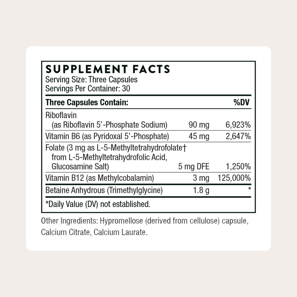 THORNE Methyl-Guard Plus 5-MTHF capsules highlighting active folate form.