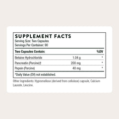 Thorne Multi Enzyme bottle label closeup shows ingredients for digestion support