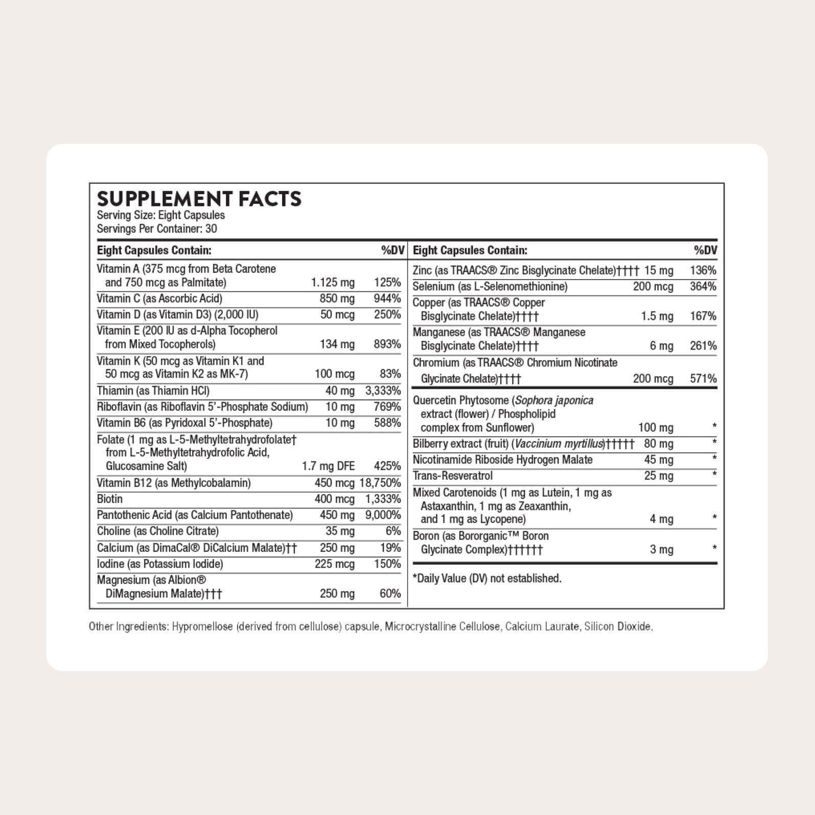 Close-up of capsules highlighting convenient daily nutrient intake from Thorne.