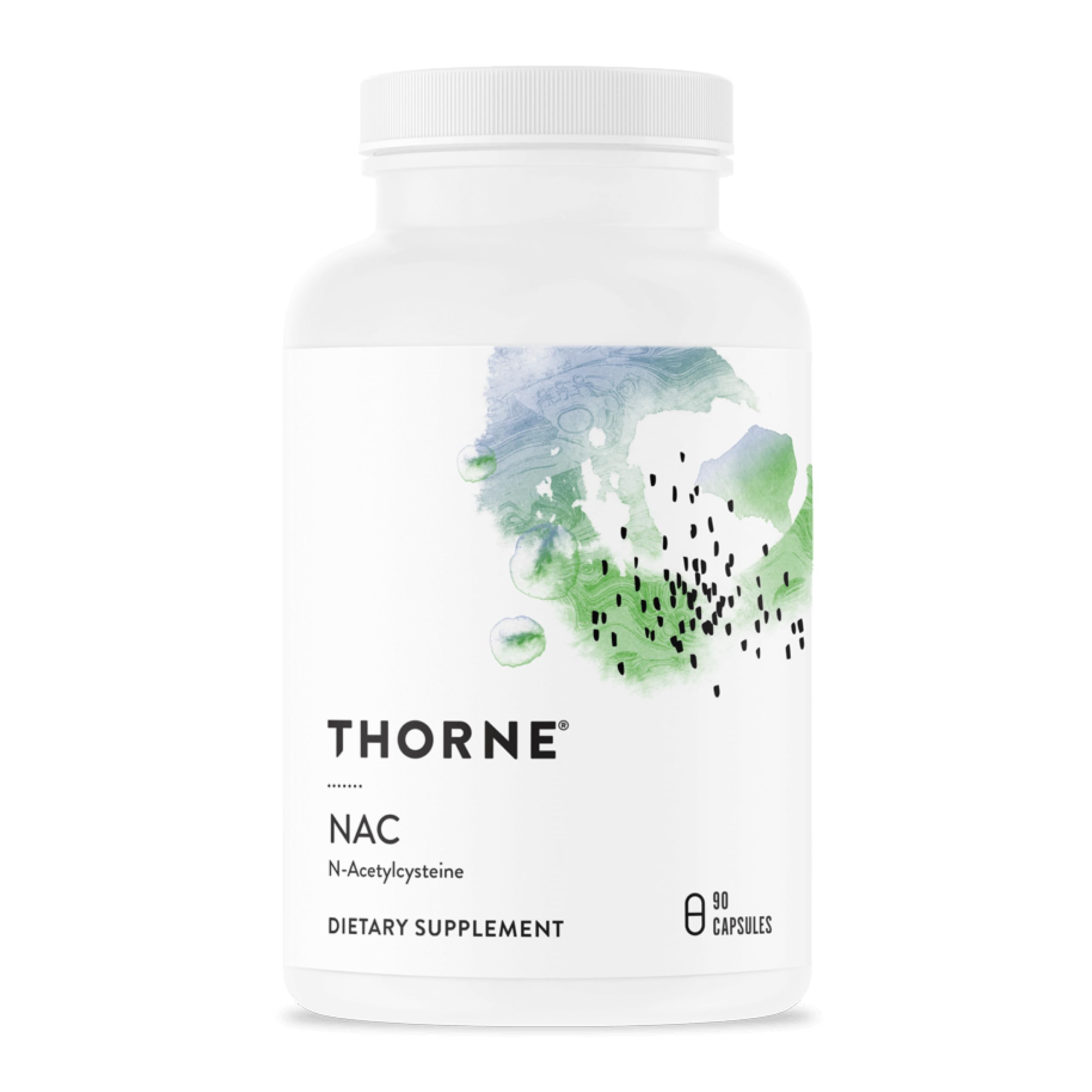 THORNE NAC 500mg bottle close-up highlighting immune support potential.