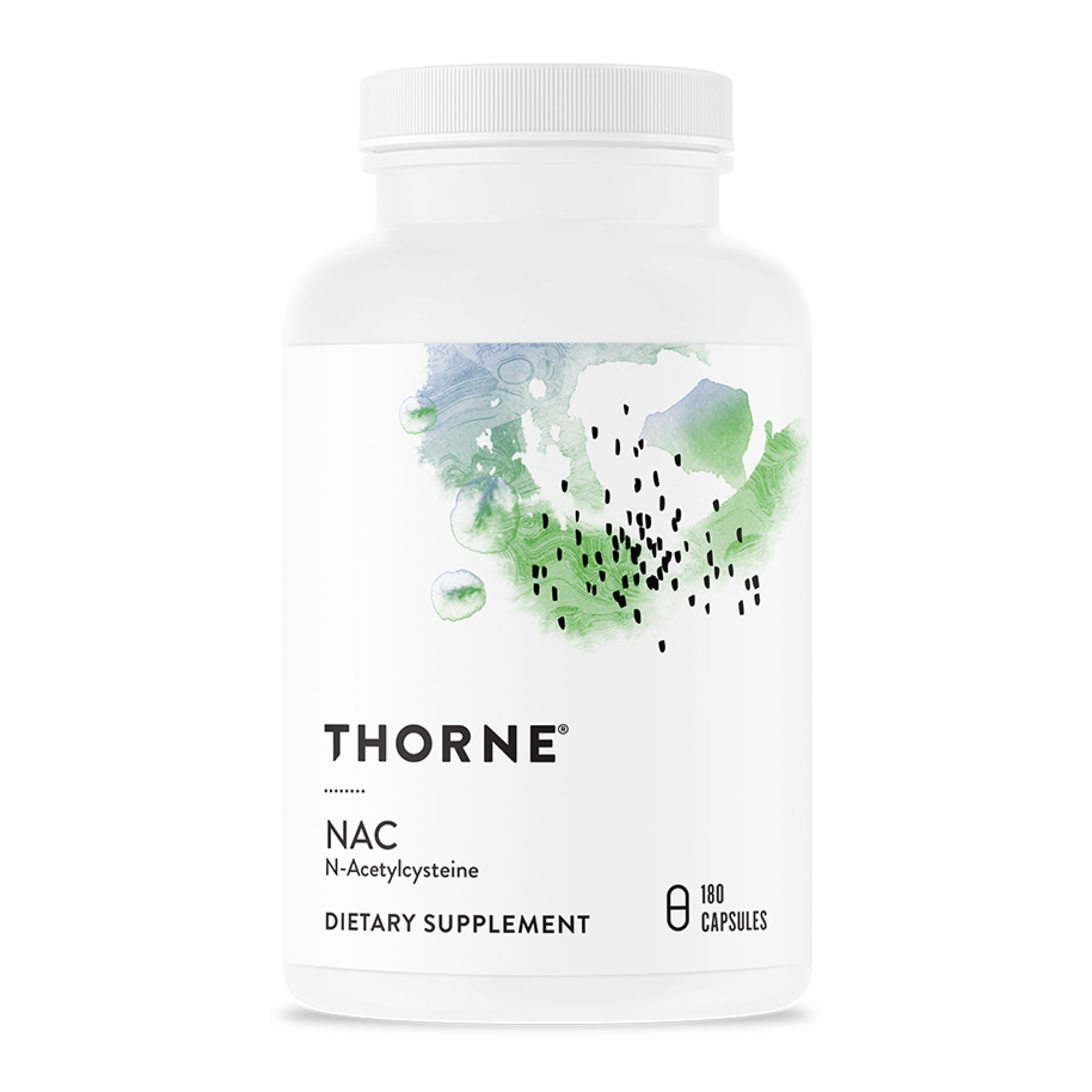 Thorne NAC bottle front view for immune and respiratory support.