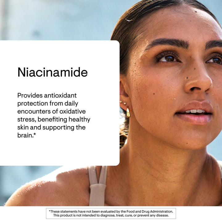 THORNE Niacinamide non-flushing form promotes balanced energy and skin support.