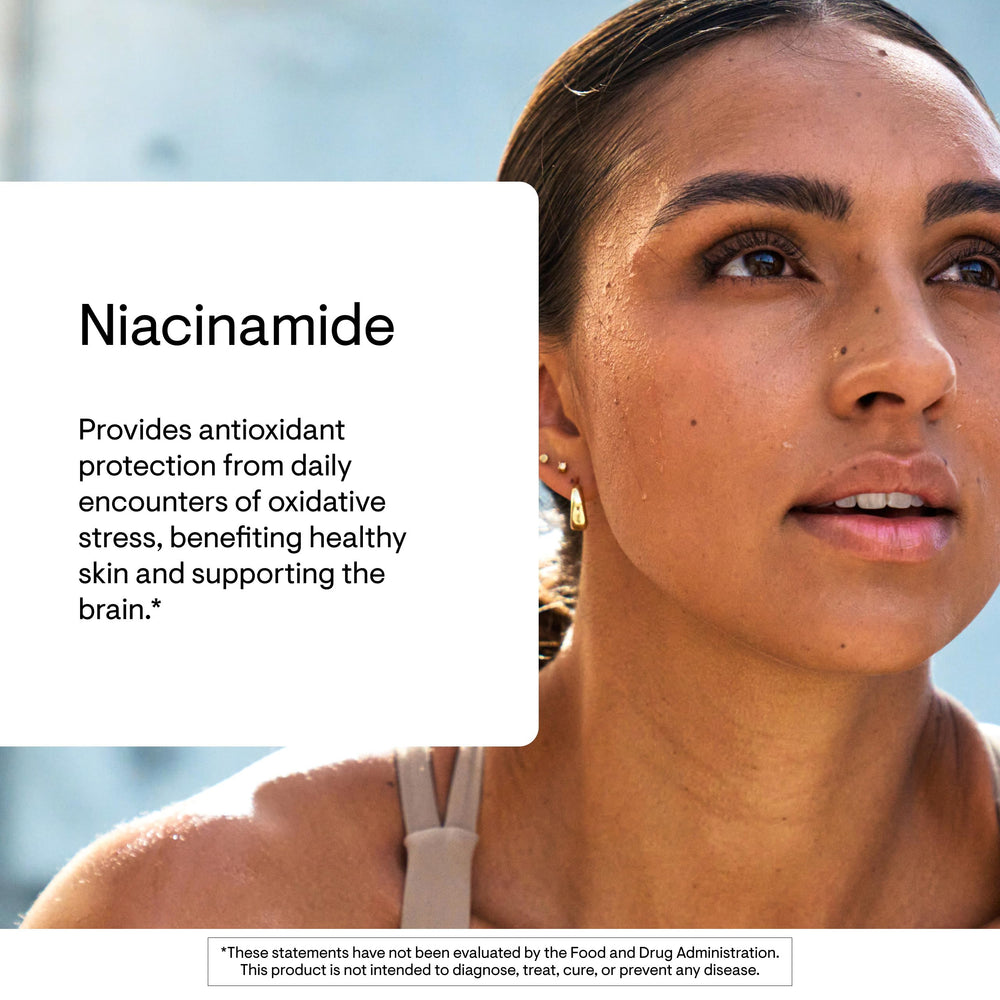 THORNE Niacinamide non-flushing form promotes balanced energy and skin support.