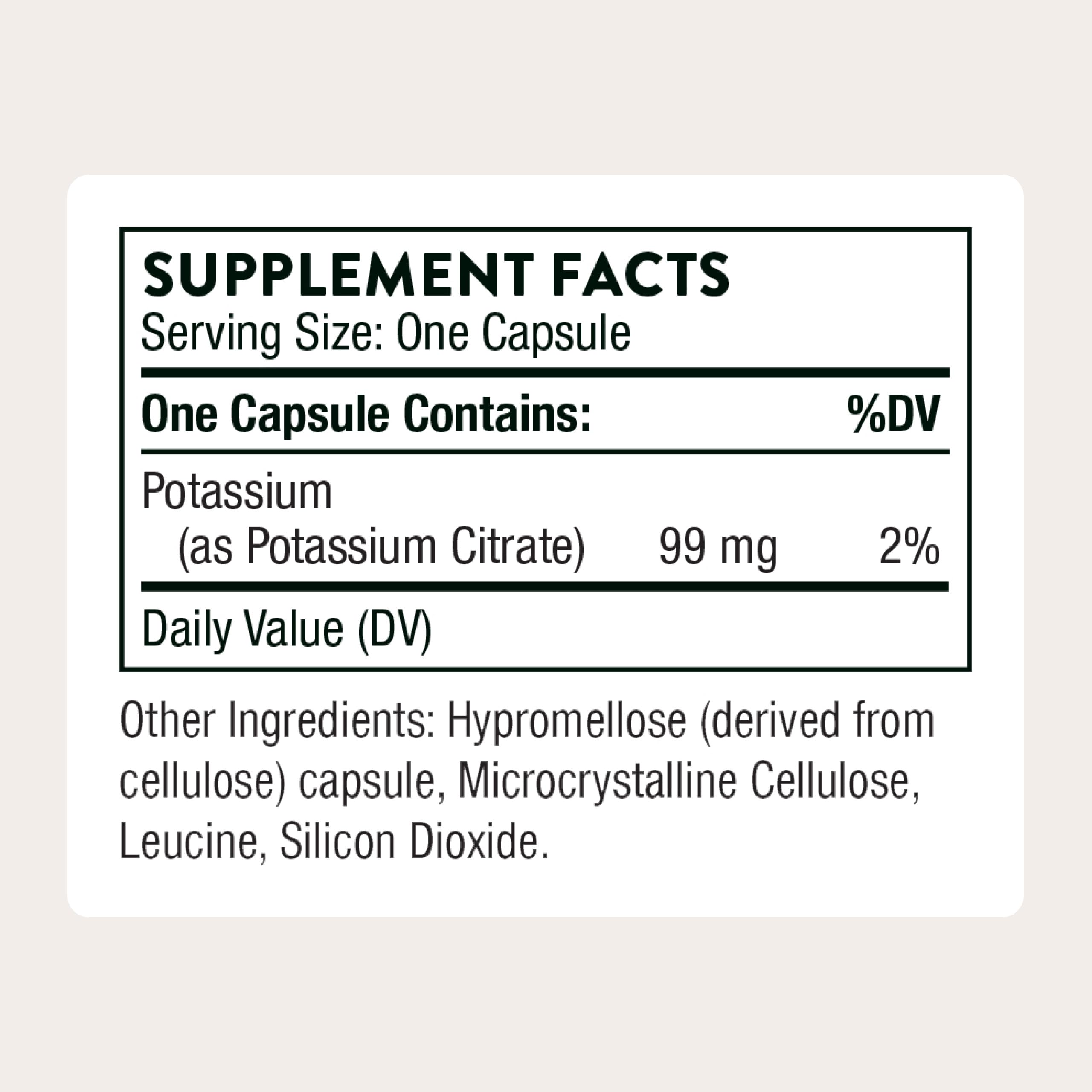 THORNE Potassium Citrate capsules close-up highlighting urinary tract health support