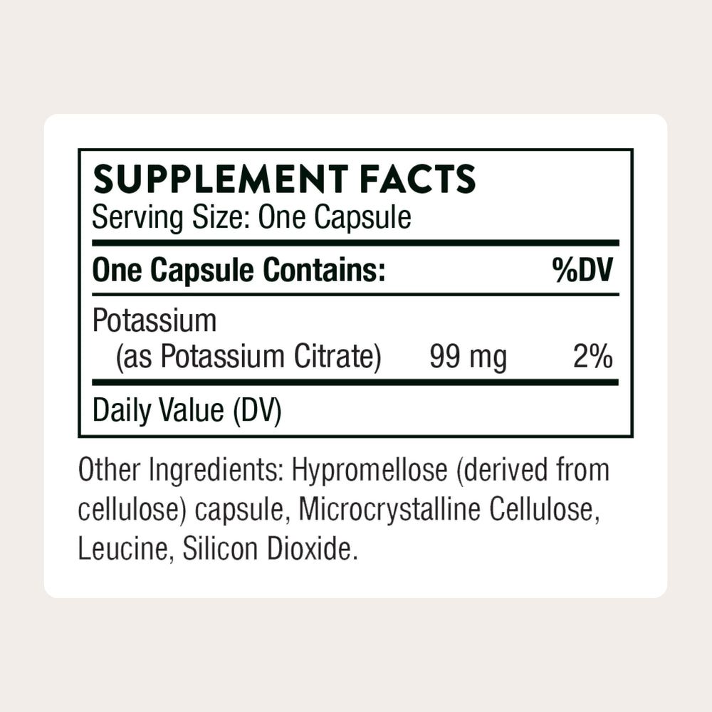 THORNE Potassium Citrate capsules close-up highlighting urinary tract health support