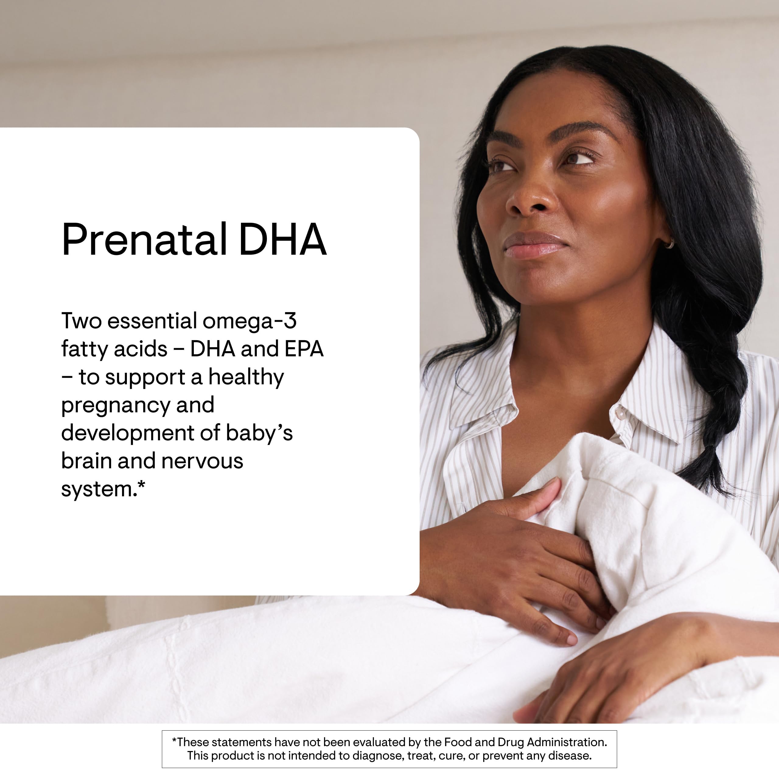 DHA EPA ingredients on THORNE Prenatal DHA label showing transparent formula