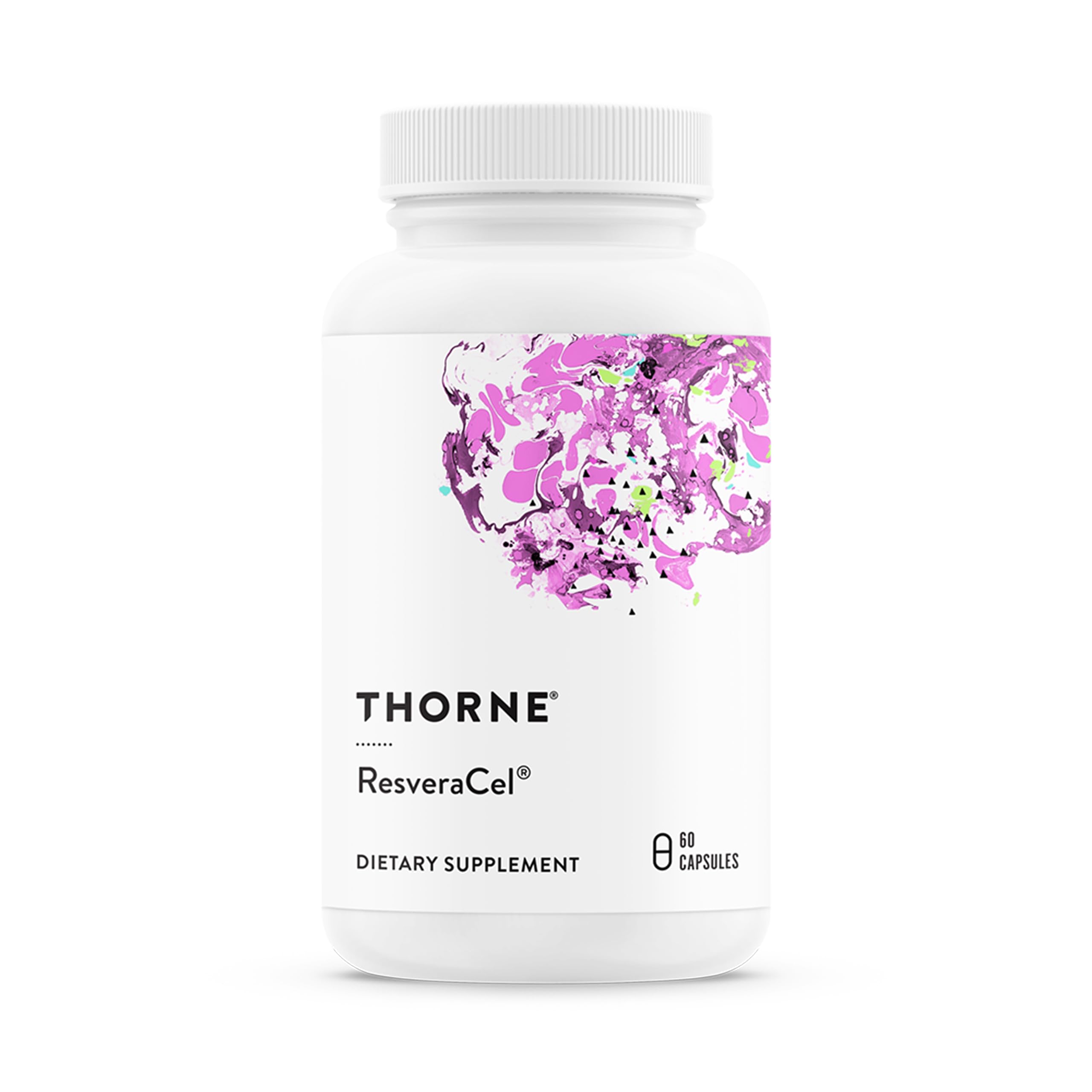 THORNE ResveraCel bottle close-up highlighting NAD+ support.