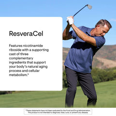 THORNE ResveraCel packaging front showing premium formulation details.