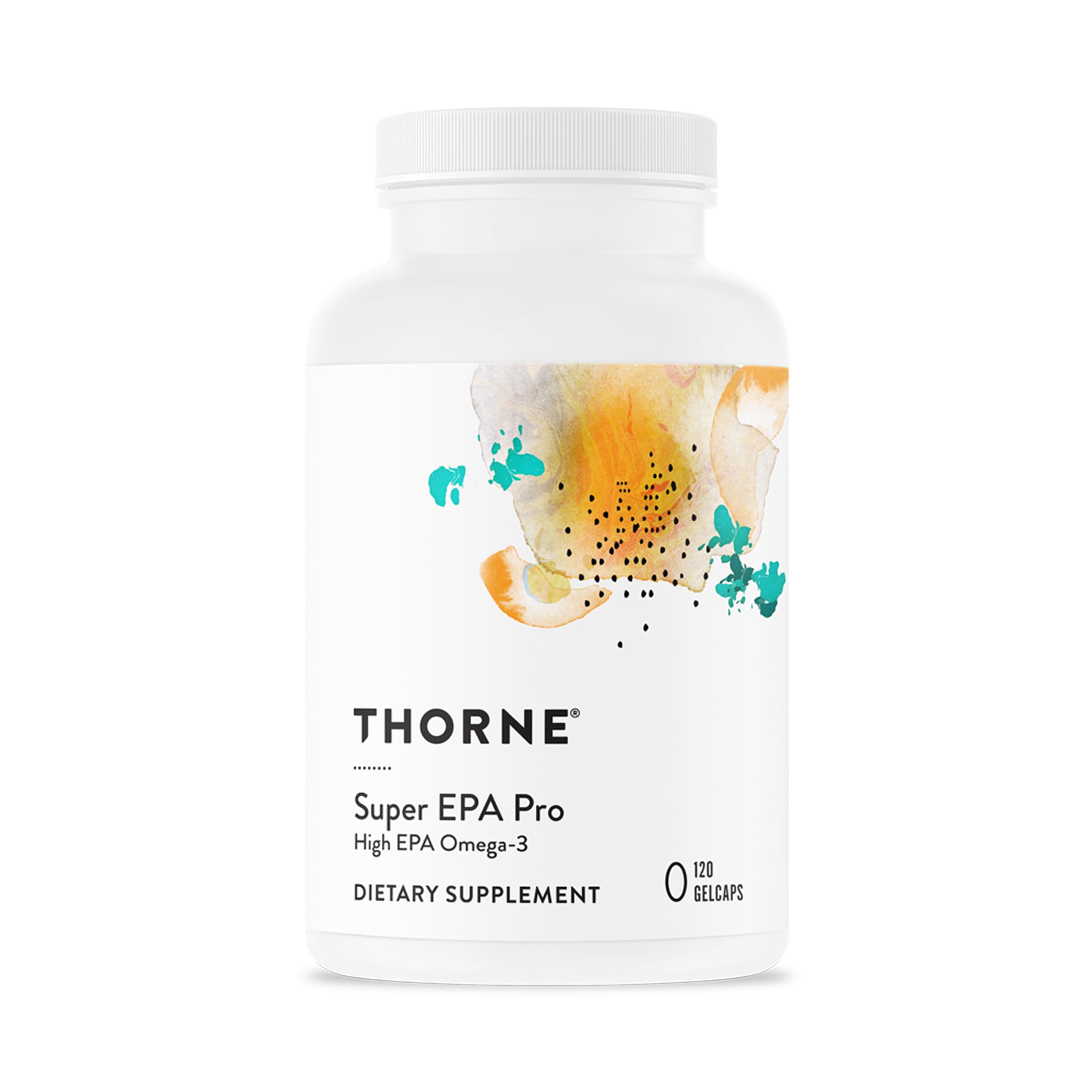 THORNE Super EPA Pro bottle front with 120 softgels for daily heart support.
