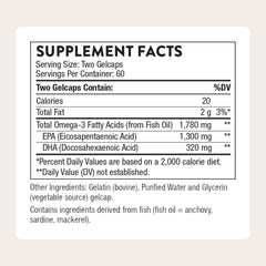 Close-up of THORNE Super EPA Pro softgels, taste-free capsules for easy swallowing.