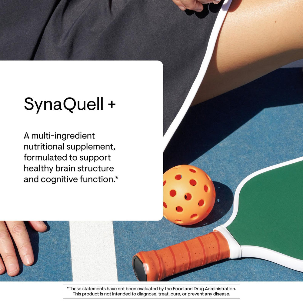 THORNE SynaQuell+ ingredients overview showing CoQ10, DHA, and BCAAs