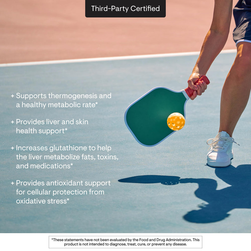 THORNE third-party testing certificate; confirms label accuracy and product integrity.