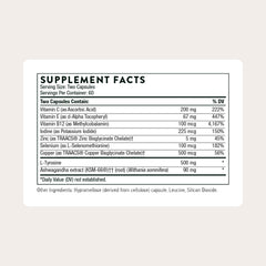 THORNE Thyroid Health Complex capsules arranged for metabolism balance