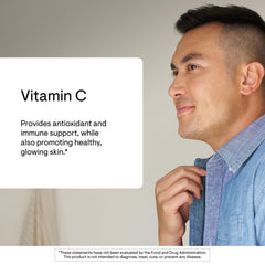 Pouring Thorne Vitamin C capsules from the bottle into a hand.