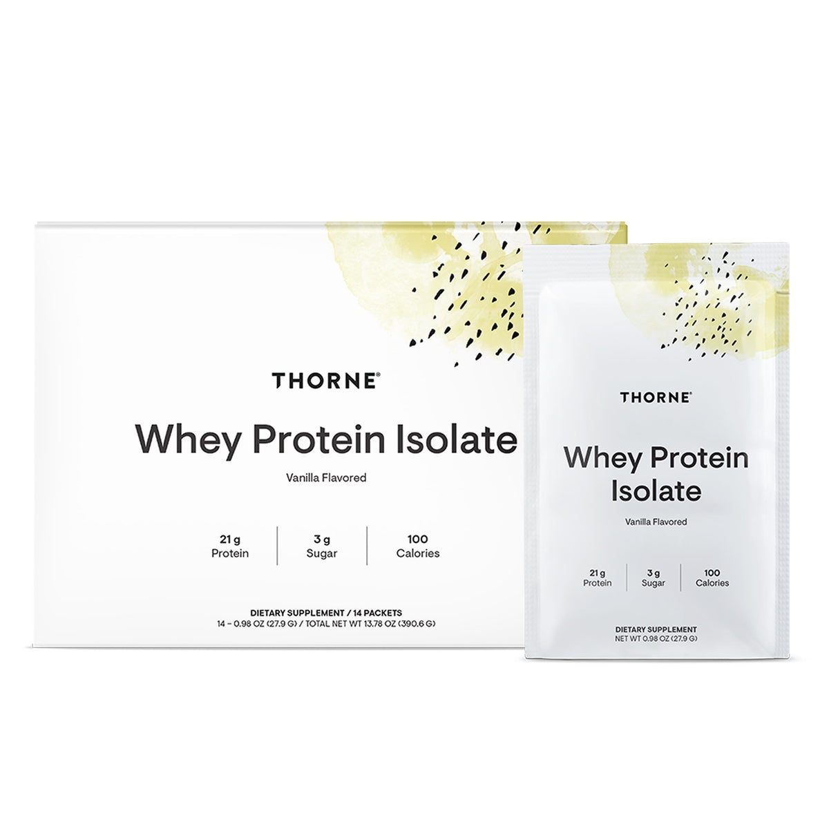 Thorne Whey Protein Isolate bottle with nutrition facts supporting post-workout recovery.