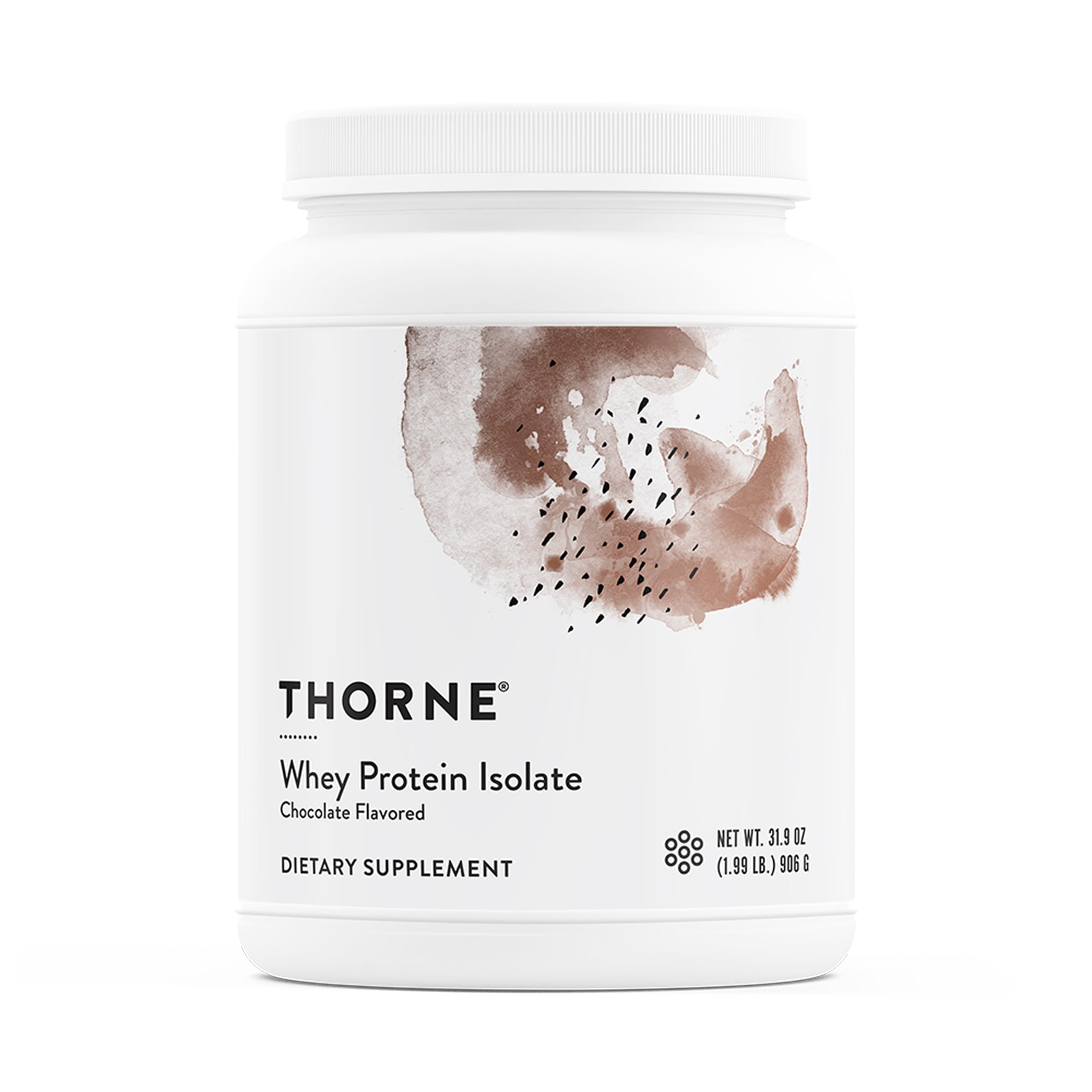 THORNE Whey Protein Isolate chocolate bottle pour for post-workout fueling