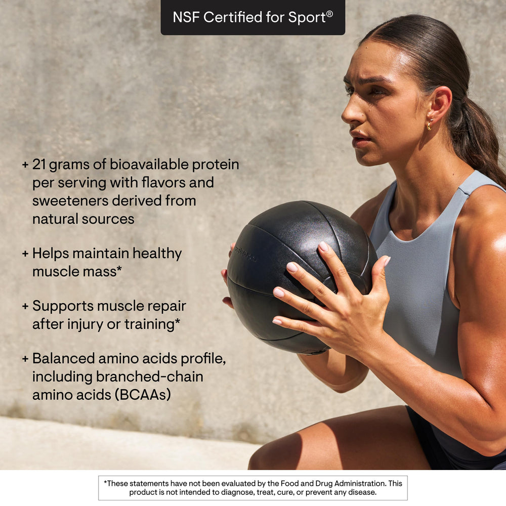 THORNE Whey Protein Isolate chocolate packaging front signals trusted sport certification.