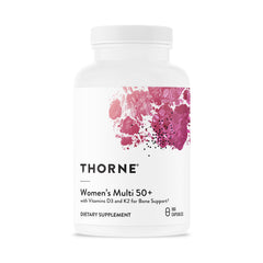 Thorne Women’s Multi 50+ bottle cap close-up highlighting daily capsule design